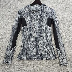 Lululemon Womens‎ Runbeam Hoodie Size S Black White Textured Active Running